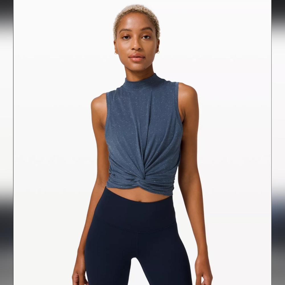 Lululemon Time to Restore Mock Tie TankSize 2 Iron Blue Tie Wrap